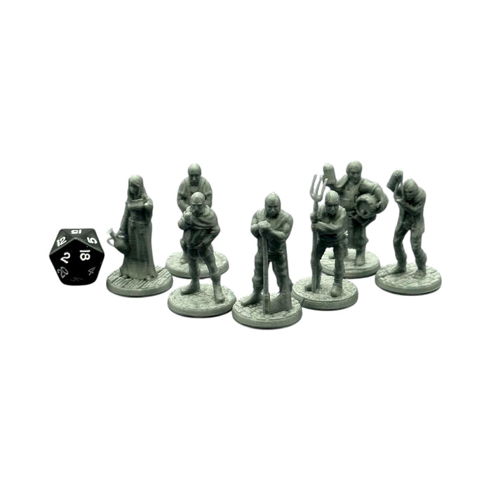 Human Commoners (Set of 7), PLA Dungeons and Dragons DnD Miniatures D&D Mini 32mm Lot
