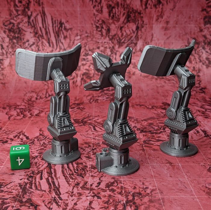 Com Tower and Satellite Dishes (Set of 3), Cyberpunk Warhammer Starfinder Sci Fi Scatter Terrain Mini