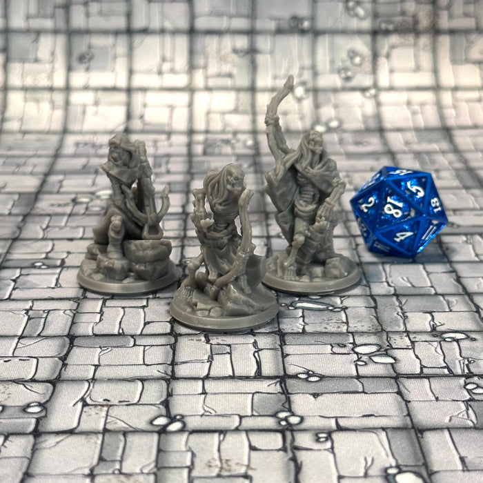 Skeleton Bowman (Set of 3), 12k Resin Dungeons and Dragons Miniatures DnD D&D Mini 32mm Lot