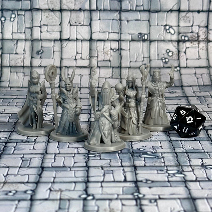 Cultists (Set of 5), 12k Resin Dungeons and Dragons Miniatures DnD D&D Mini 32mm Lot