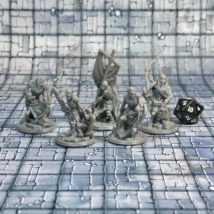 Skeleton Warband (Set of 5), 12k Resin Dungeons and Dragons Miniatures DnD D&D Mini 32mm Lot