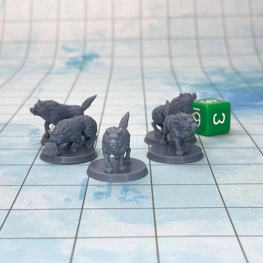 Wolf Pack (Set of 5), PLA Dungeons and Dragons Miniatures DnD D&D Mini 32mm Lot