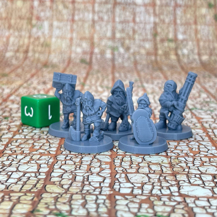 Dwarven Commoners (Set of 5), Dungeons and Dragons Miniatures DnD D&D Mini