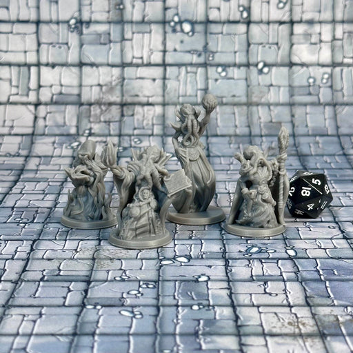 Mind Flayers Illithids (Set of 4), 12k Resin Dungeons and Dragons Miniatures DnD D&D Mini 32mm Lot