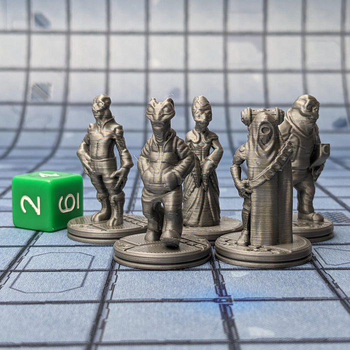 Alien Civilians (Set of 5), Cyberpunk Warhammer Starfinder Sci Fi Miniature Mini 32mm