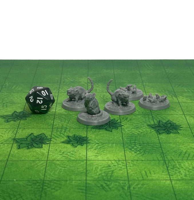 Rat Swarm (Set of 5), PLA Dungeons and Dragons DnD Miniatures D&D Mini 32mm Lot