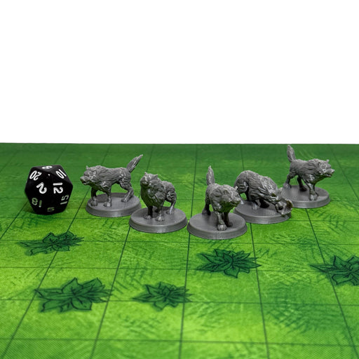 Wolf Pack (Set of 5), PLA Dungeons and Dragons DnD Miniatures D&D Mini 32mm Lot