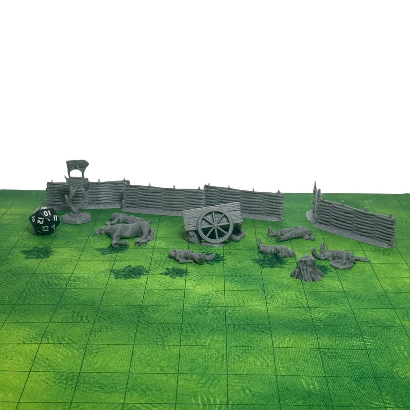 Wrecked Cart and Dead Bodies, PLA Dungeons and Dragons DnD Miniatures Scatter Terrain D&D Mini