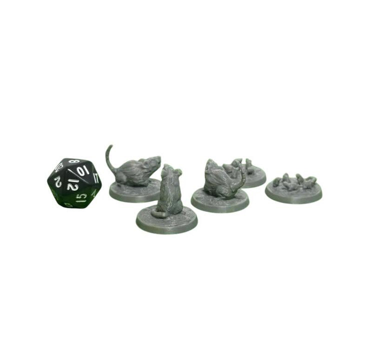Rat Swarm (Set of 5), PLA Dungeons and Dragons DnD Miniatures D&D Mini 32mm Lot