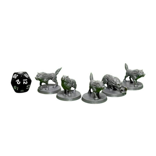 Wolf Pack (Set of 5), PLA Dungeons and Dragons DnD Miniatures D&D Mini 32mm Lot