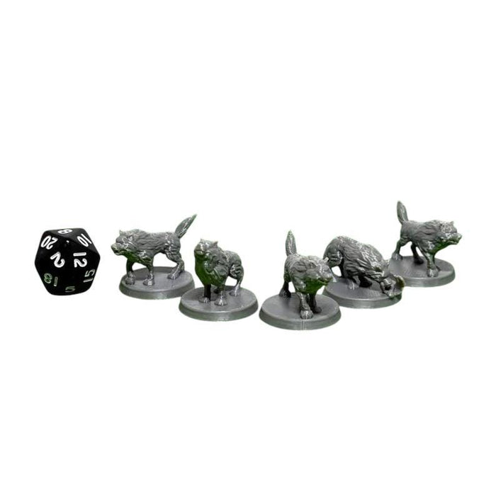 Wolf Pack (Set of 5), PLA Dungeons and Dragons DnD Miniatures D&D Mini 32mm Lot