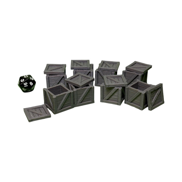 Crates (Set of 8), Dungeons and Dragons DnD Scatter Terrain 32mm Lot