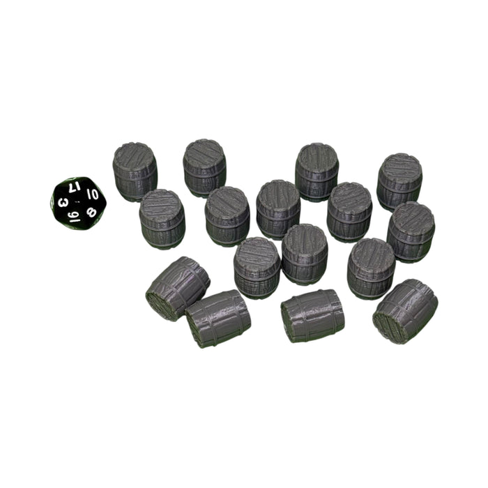 Barrels (Set of 16), Dungeons and Dragons DnD Scatter Terrain 32mm Lot