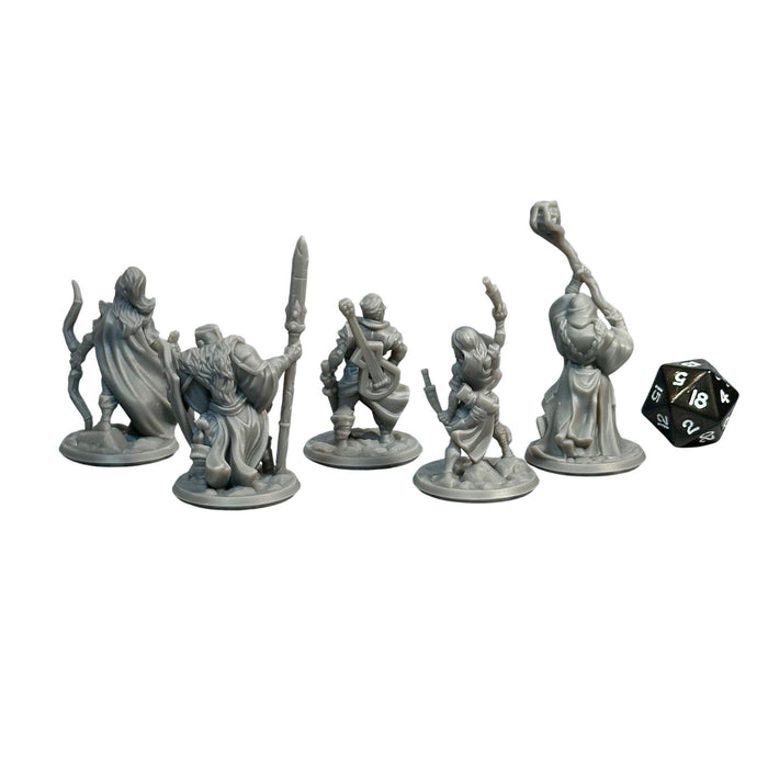 Adventuring Heroes (Set of 5), 12k Resin Dungeons and Dragons Miniatures DnD D&D Mini 32mm Lot