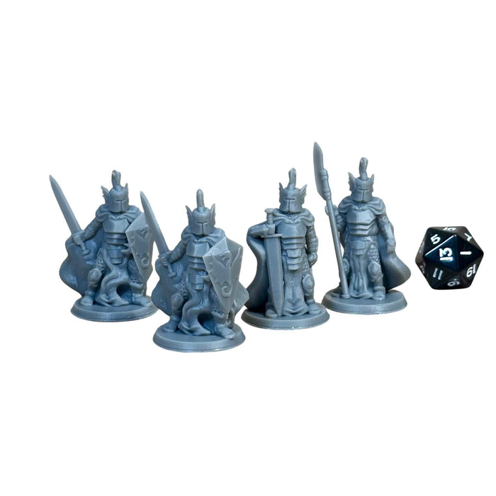 Dragon Knights (Set of 4), 12k Resin Dungeons and Dragons Miniatures DnD D&D Mini 32mm Lot