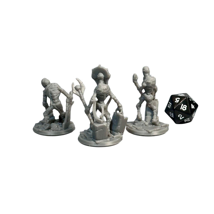 Mummy Warriors (Set of 3), 12k Resin Dungeons and Dragons Miniatures DnD D&D Mini 32mm Lot
