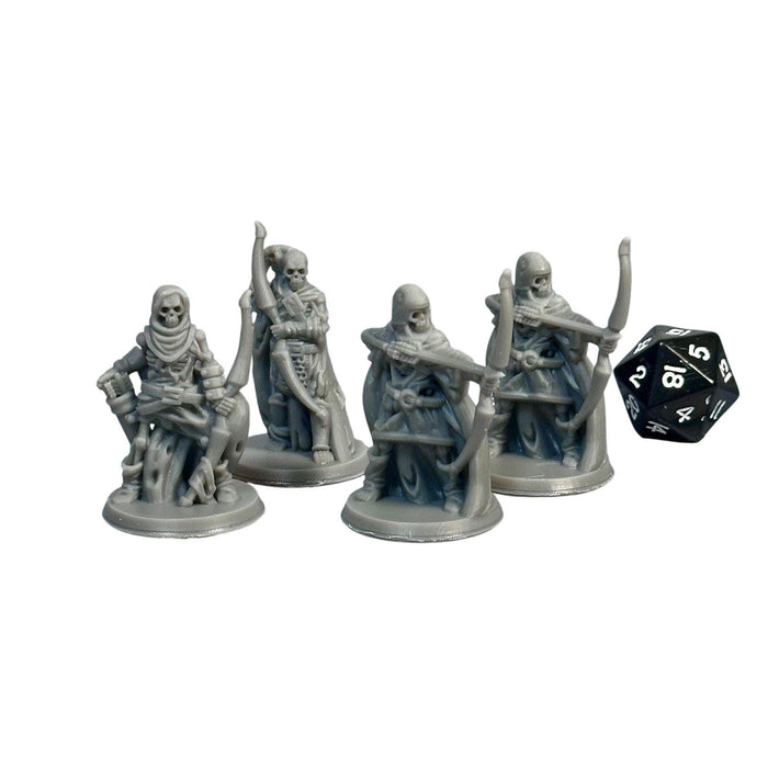 Skeleton Archers (Set of 4), 12k Resin Dungeons and Dragons Miniatures DnD D&D Mini 32mm Lot