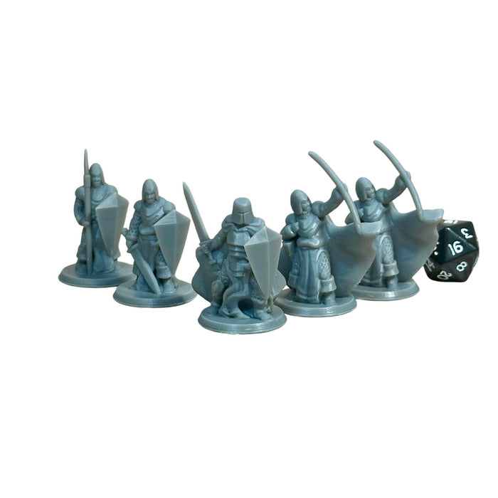 Townsfolke Military (Set of 5), 12k Resin Dungeons and Dragons Miniatures DnD D&D Mini 32mm Lot