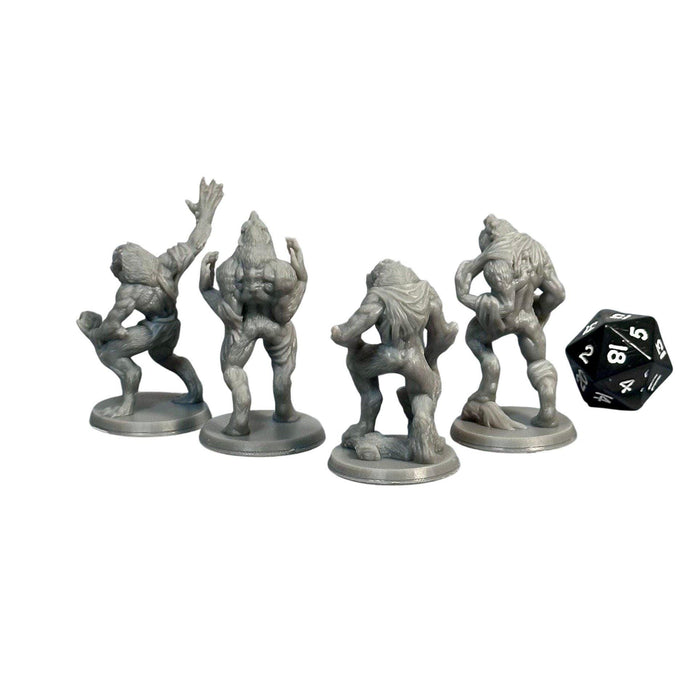 Werewolf Pack (Set of 4), 12k Resin Dungeons and Dragons Miniatures DnD D&D Mini 32mm Lot