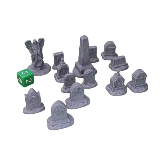 Tombstones (Set of 14), Dungeons and Dragons DnD Scatter Terrain Mini 32mm Lot