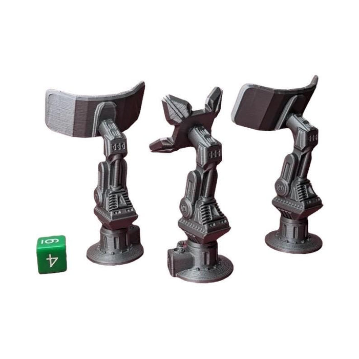 Com Tower and Satellite Dishes (Set of 3), Cyberpunk Warhammer Starfinder Sci Fi Scatter Terrain Mini