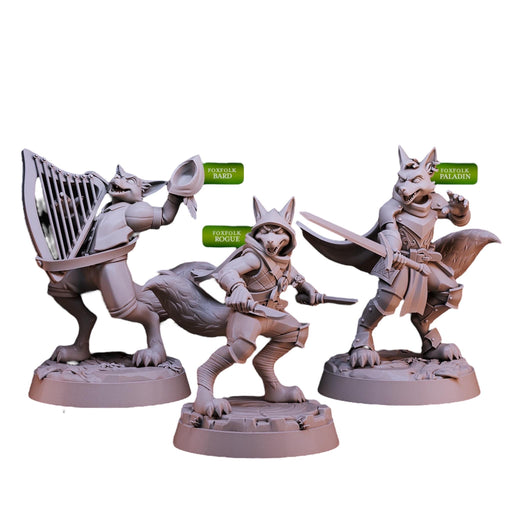 Foxfolk Defenders, 12k Resin Dungeons and Dragons DnD Miniatures D&D Mini 32mm Lot