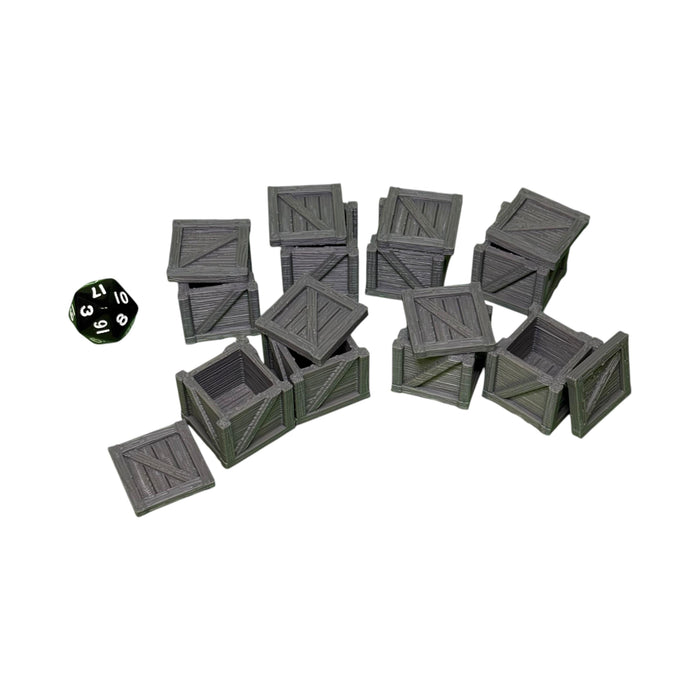 Crates (Set of 8), Dungeons and Dragons DnD Scatter Terrain 32mm Lot