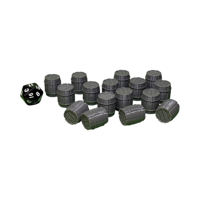 Barrels (Set of 16), Dungeons and Dragons DnD Scatter Terrain 32mm Lot