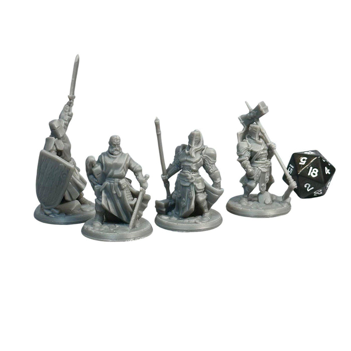 Armored Knights (Set of 4), 12k Resin Dungeons and Dragons Miniatures DnD D&D Mini 32mm Lot