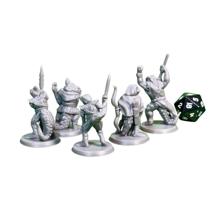 Lizardfolk Warband (Set of 5), 12k Resin Dungeons and Dragons Miniatures DnD D&D Mini 32mm Lot