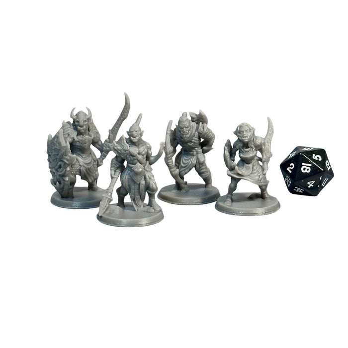 Orc Tribe (Set of 4), 12k Resin Dungeons and Dragons Miniatures DnD D&D Mini 32mm Lot