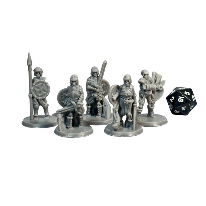 Skeleton Warriors (Set of 5), 12k Resin Dungeons and Dragons Miniatures DnD D&D Mini 32mm Lot