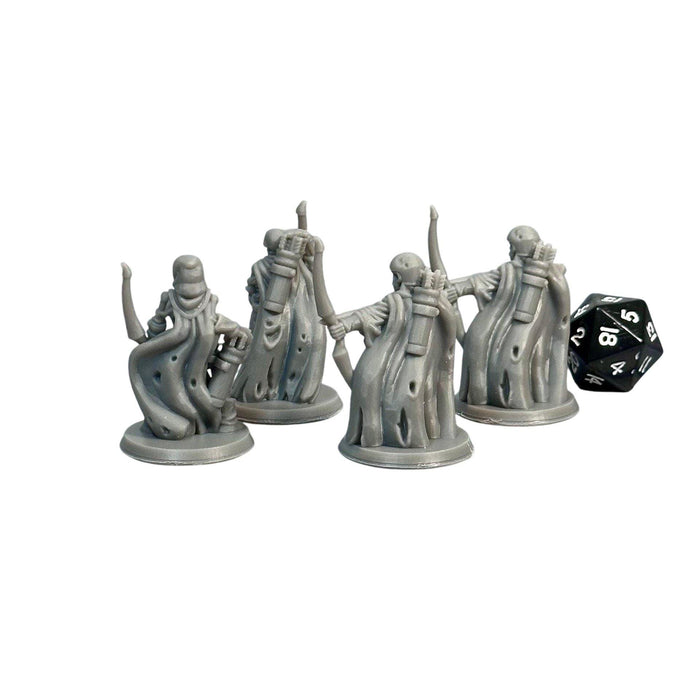 Skeleton Archers (Set of 4), 12k Resin Dungeons and Dragons Miniatures DnD D&D Mini 32mm Lot
