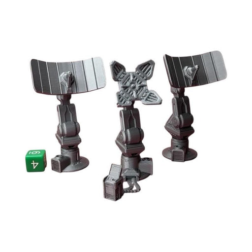 Com Tower and Satellite Dishes (Set of 3), Cyberpunk Warhammer Starfinder Sci Fi Scatter Terrain Mini
