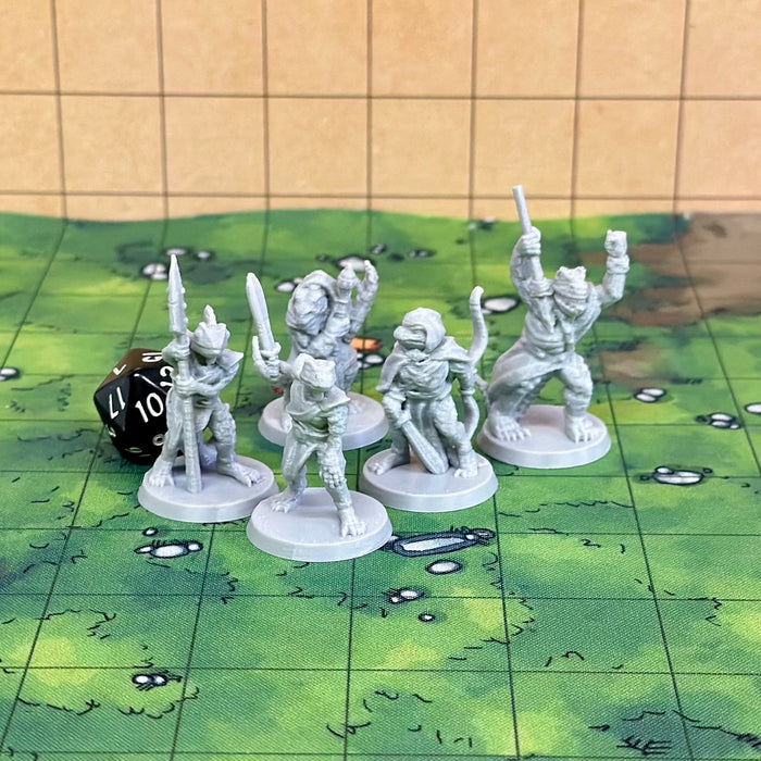 Lizardfolk Warband (Set of 5), Dungeons and Dragons Miniatures DnD D&D Mini 32mm Lot
