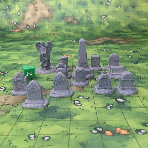 Tombstones (Set of 14), Dungeons and Dragons DnD Scatter Terrain Mini 32mm Lot