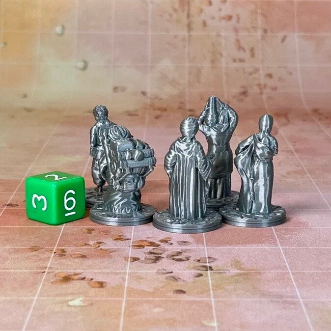 Arabian Villagers (Set of 5), Dungeons and Dragons Miniatures DnD D&D Mini 32mm Lot